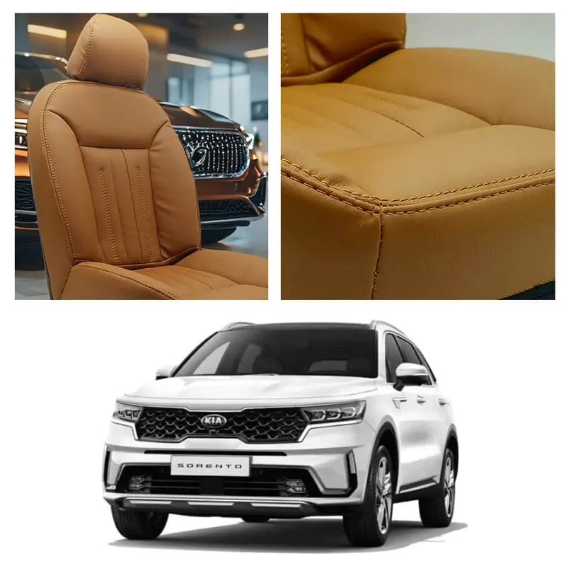 Kia Sorento 7-Seat Brown Seat Covers – Upscale Audi-Style Interior Protection (2025–2026) 1