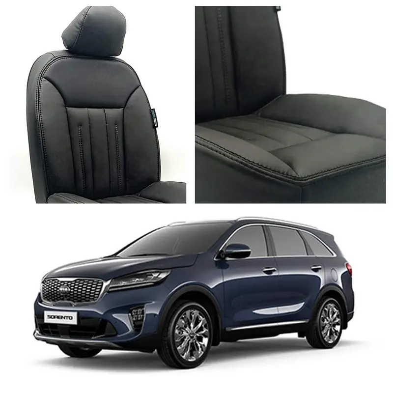Kia Sorento Black Seat Covers – Sophisticated Audi-Design Theme (2021–2024) 1