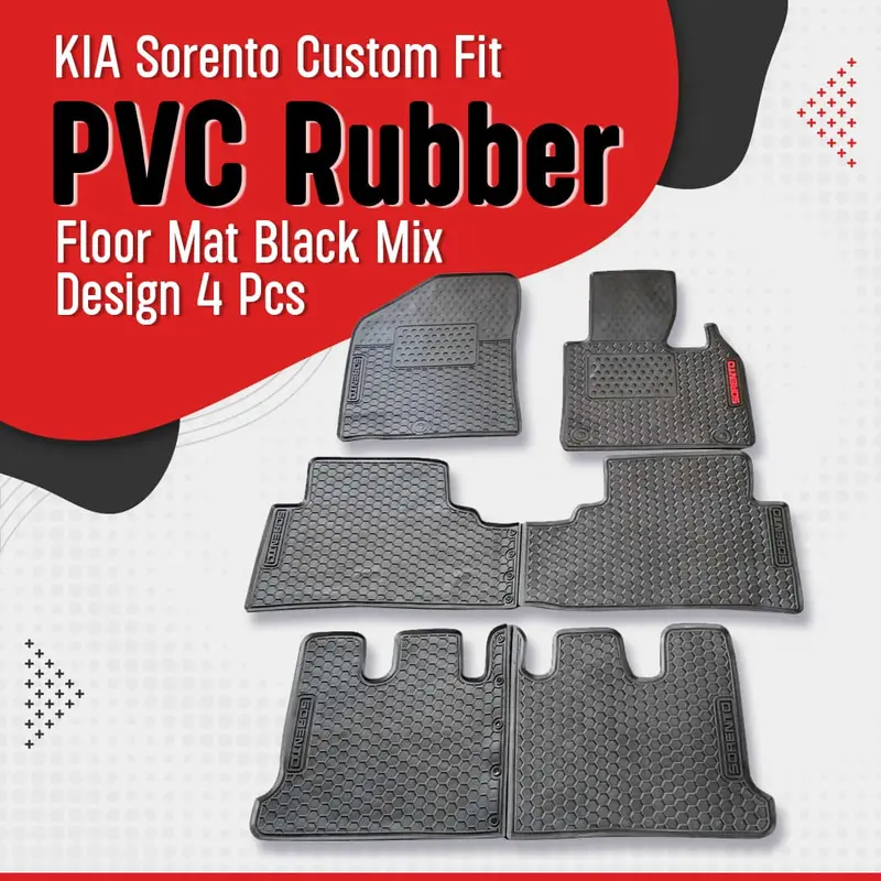 Kia Sorento Custom-Fit Floor Liners – Black Pvc-Rubber, 4-Piece Set (2020–2026) 1
