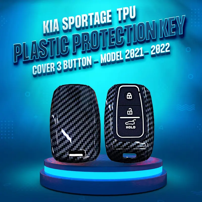 Kia Stonic Carbon Fiber Key Cover – 3-Button Pvc-Silicone Hybrid Shell (2021–2025) 1
