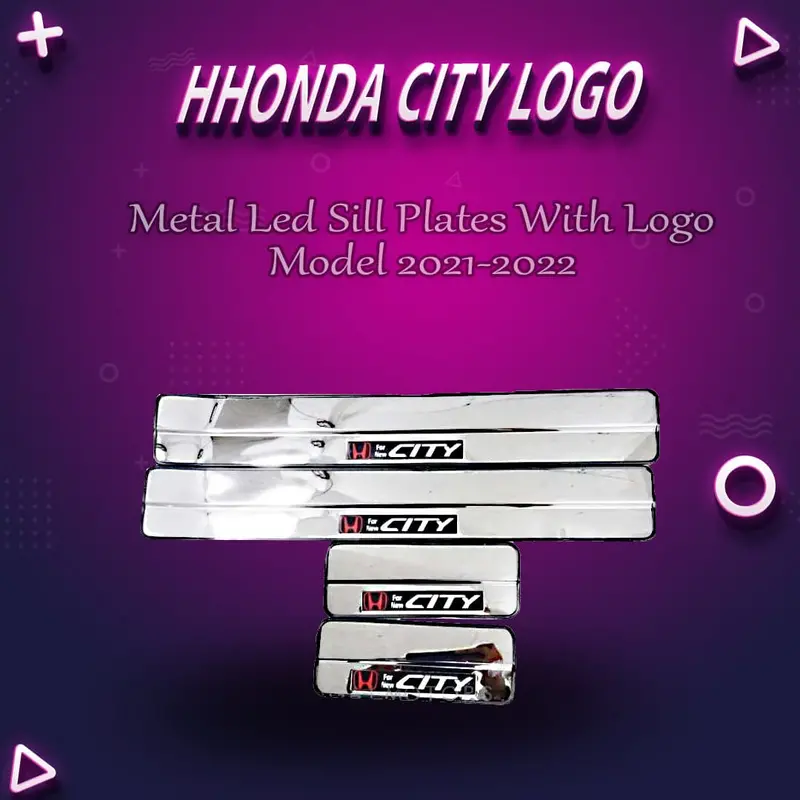 Led-Illuminated Chrome Door Sill Plates With City Logo – Honda City (2021–2025) 1
