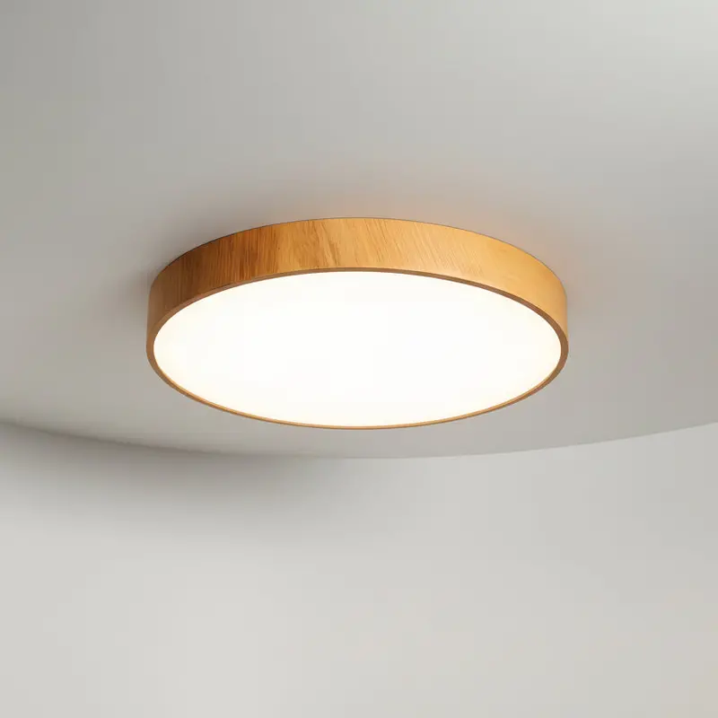 Led Woodgrain Ceiling Flush Mount – Warm Modern Ambient Light 1