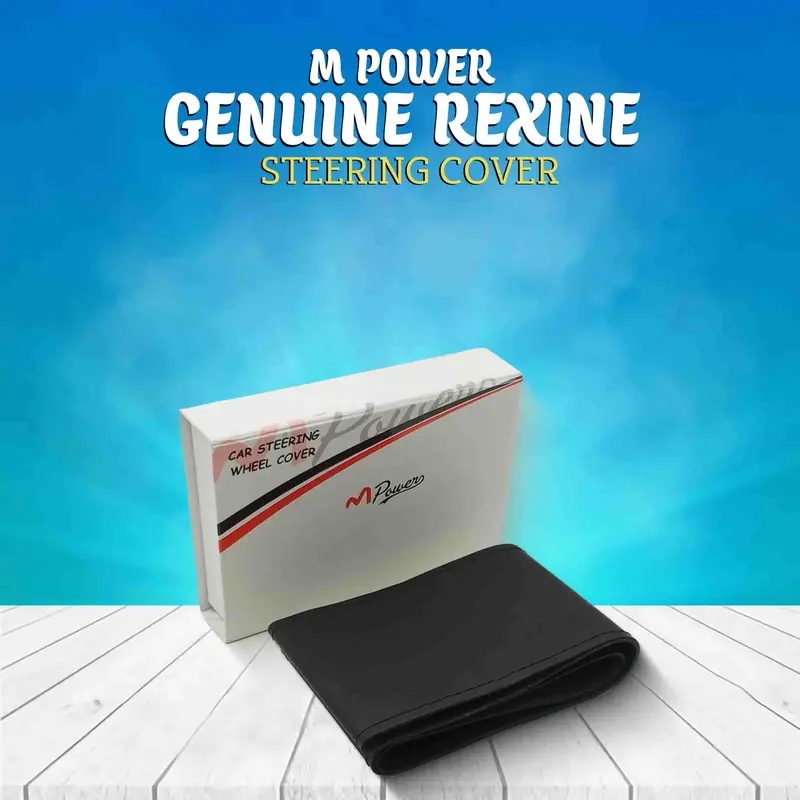 M Power Genuine Rexine Steering Wheel Cover – Breathable & Premium Fit 1