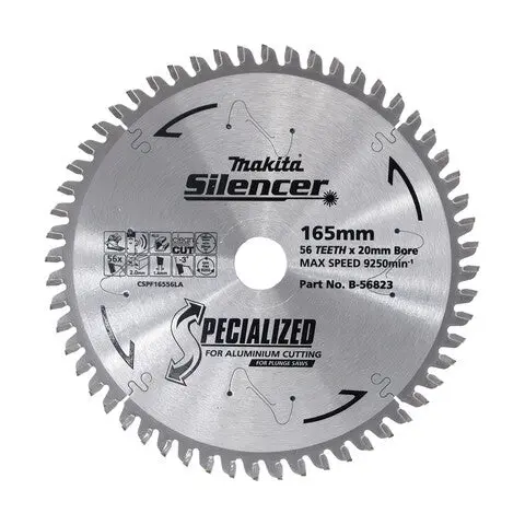 Makita 165Mm Plunge Saw Tct Blade – 56T, 2Mm Kerf, Designed For Aluminium & Non-Ferrous Metals – B-56823 1