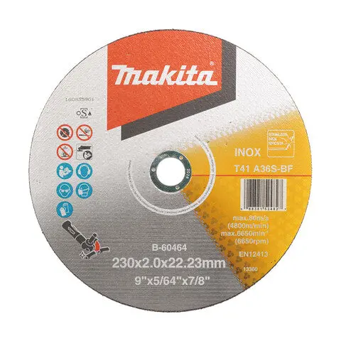 Makita A36S Stainless & Mild Steel Cutting Disc – 230Mm X 2.0Mm X 22Mm, 40-Count Bulk Pack (B-60464-40) 1