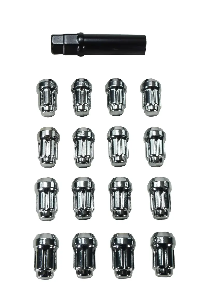 Massfx 16-Piece Chrome-Plated 17Mm Hex Lug Nuts – 35Mm Length, M12×1.5 Thread, Premium Golf Cart Wheel Fasteners Compatible With Ezgo, Club Car & Yamaha 1