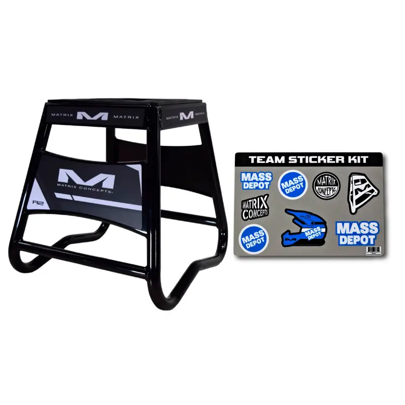 Matrix Concepts A2 Aluminum Dirt Bike Stand – Black | Lightweight 6063 Alloy Stand With Custom Sticker Pack For Motocross & Off-Road Use 1