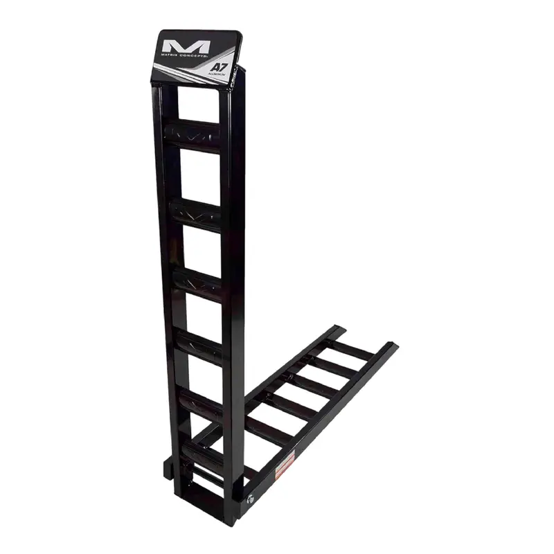 Matrix Concepts A7 Folding Aluminum Loading Ramp – 7.5 Ft, 750 Lb Load Rating, Heavy-Duty 6061 Alloy, Non-Slip Rungs & Secure Straps 1