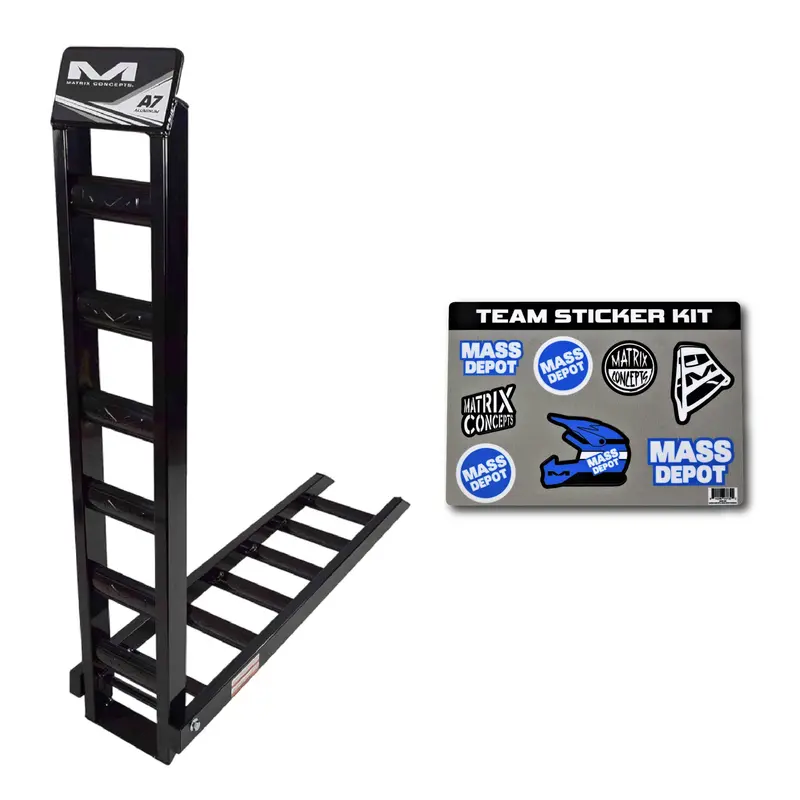 Matrix Concepts A7 Folding Aluminum Ramp – 7.5 Ft, 750 Lb Load Rating, Black | Heavy-Duty 6061 Alloy For Mx, Atv, And Utv Transport 1