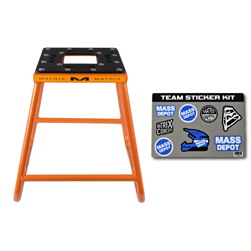 Matrix Concepts C1 Full-Size Steel Motorcycle Stand – Orange, 300 Lb Capacity | Heavy-Duty Carbon Steel Motocross & Dirt Bike Lift 1