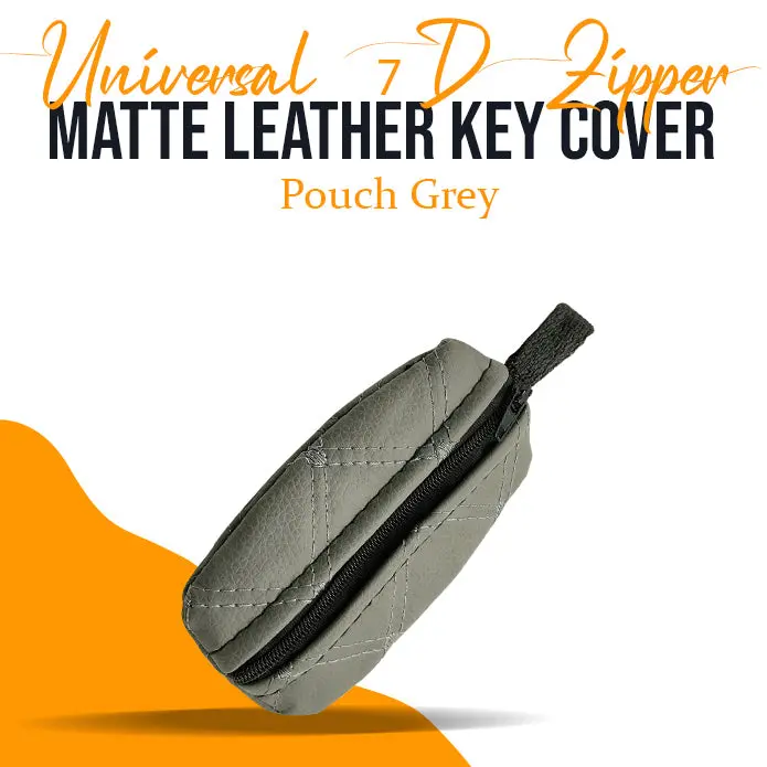Matte Grey 7D Zippered Leather Key Pouch – Universal Fit 1