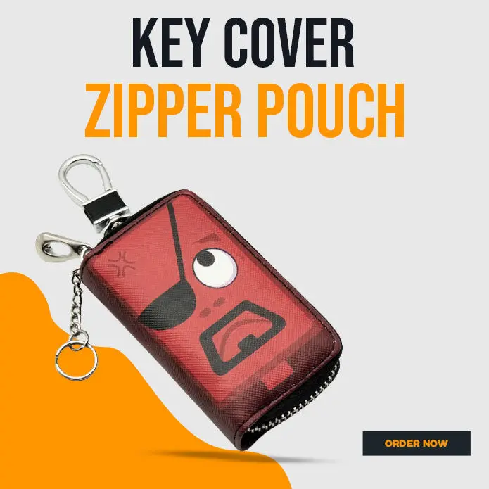 Matte Leather Nick Fury Zipper Key Cover With Detachable Keychain Ring 1