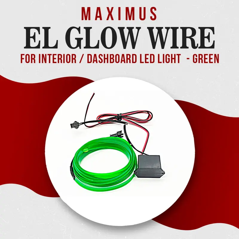 Maximus El Glow Wire – 2-Meter Green Neon Ambient Led Rope Light For Dashboard & Interiors 1