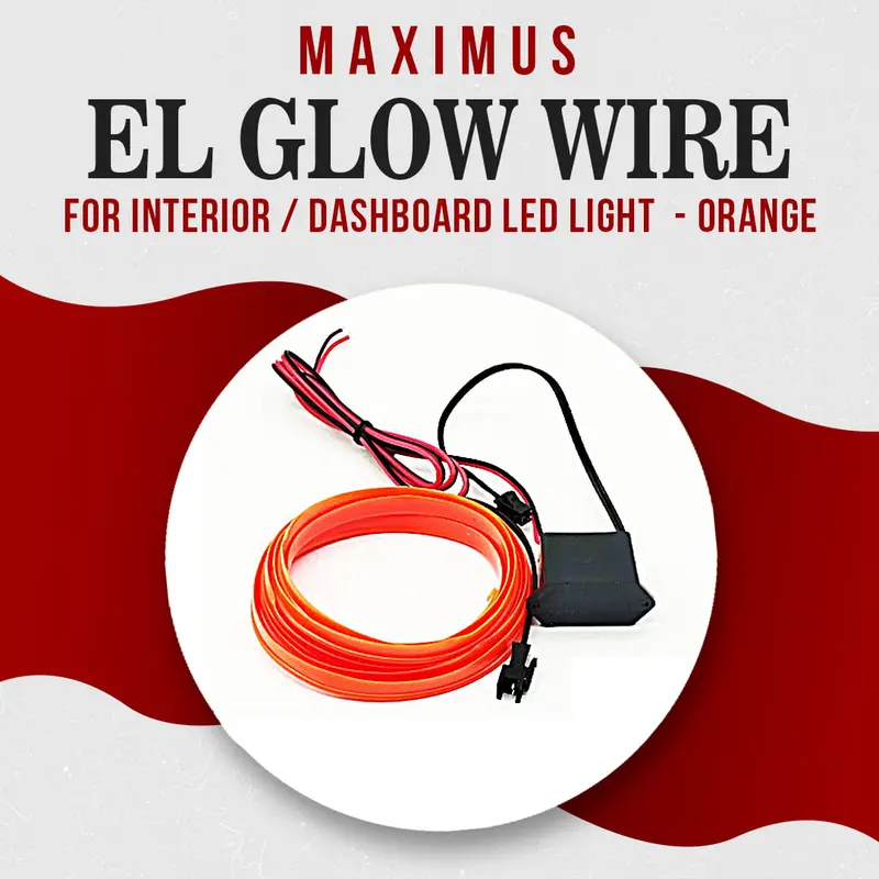 Maximus El Glow Wire Led Strip – 2-Meter Orange Neon Ambient Light For Interior Or Dashboard 1