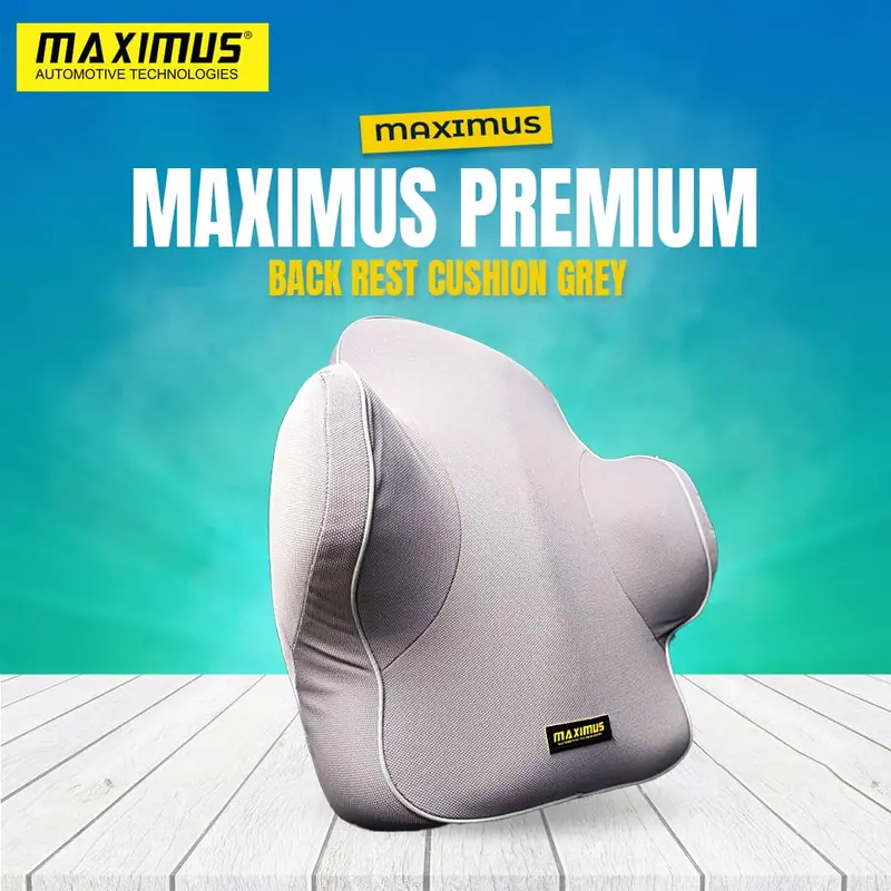 Maximus Ergonomic Back Support Cushion – Grey Lumbar Rest For Long-Distance Driving 1