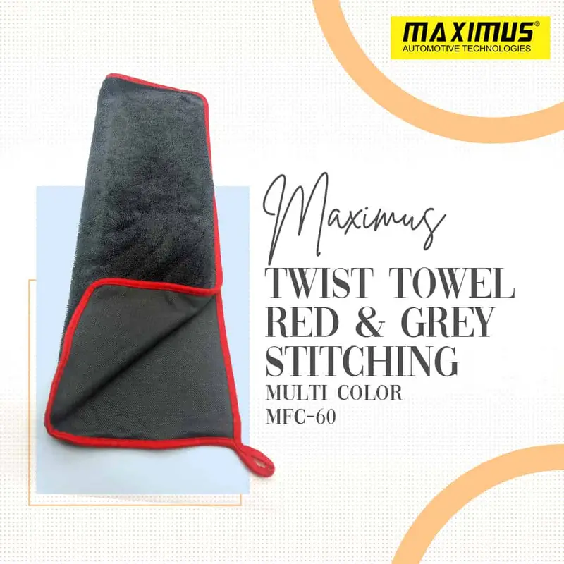 Maximus Twist Towel (Mfc-60) – 40×60 Cm, 600 Gsm, Red & Grey Stitching 1