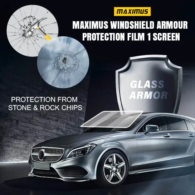 Maximus Windshield Armor Protective Film – Single-Panel Clear Shield 1