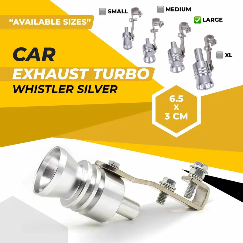 Medium Silver Turbo Exhaust Whistler – 6.5 × 3 Cm 1