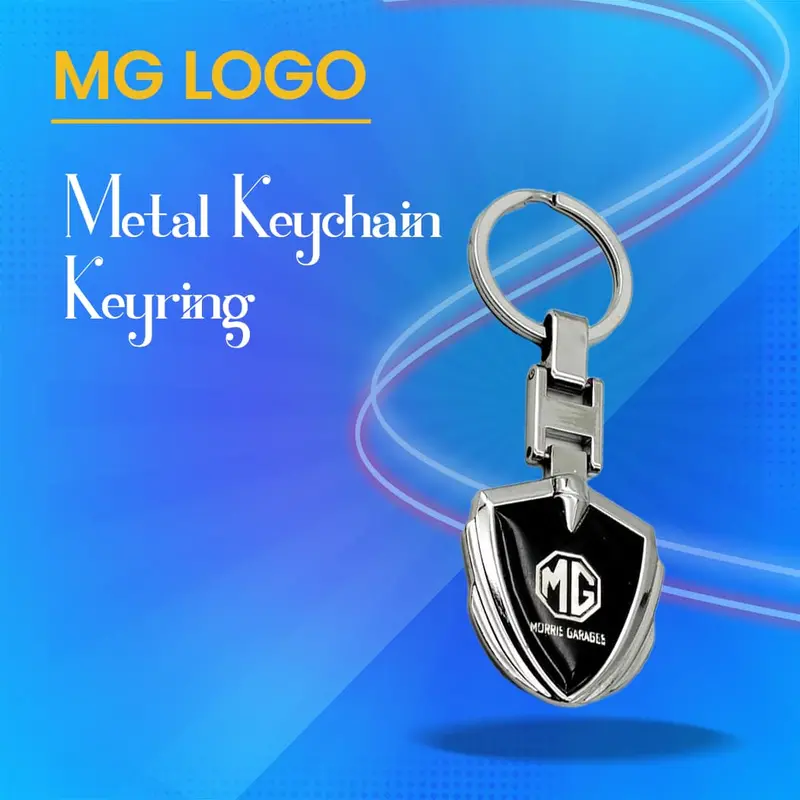 Mg-Branded Metallic Keychain – Sleek Black And Chrome Finish 1
