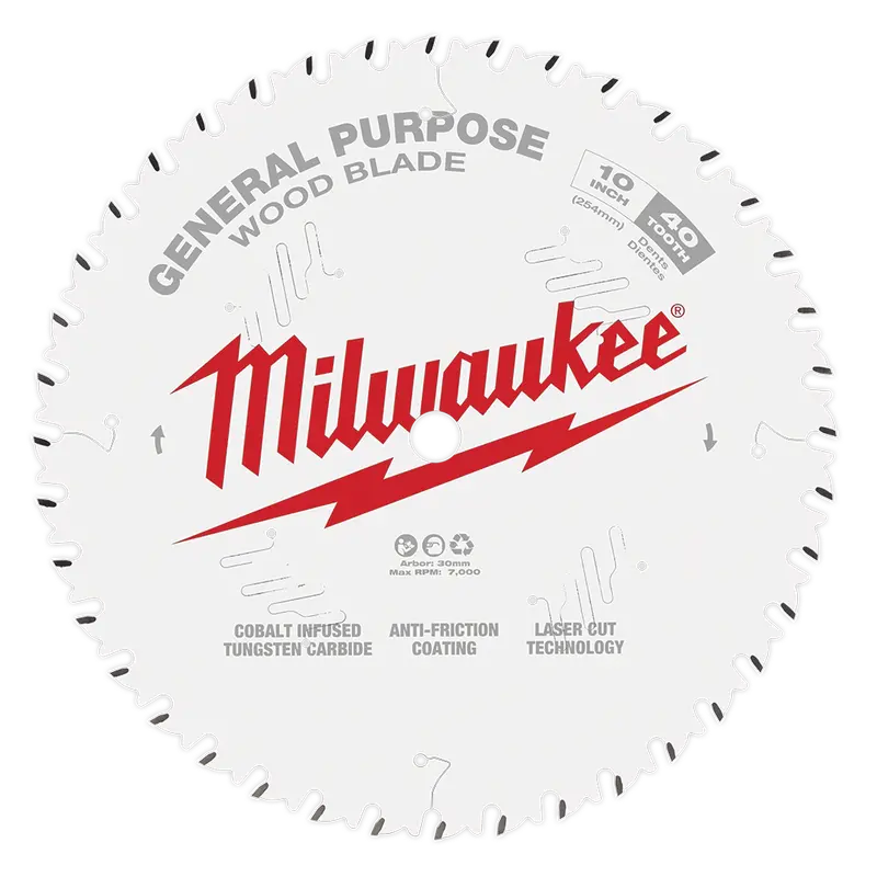 Milwaukee 10" (254Mm) 40-Tooth General-Purpose Circular Saw Blade – Model 48408024 1