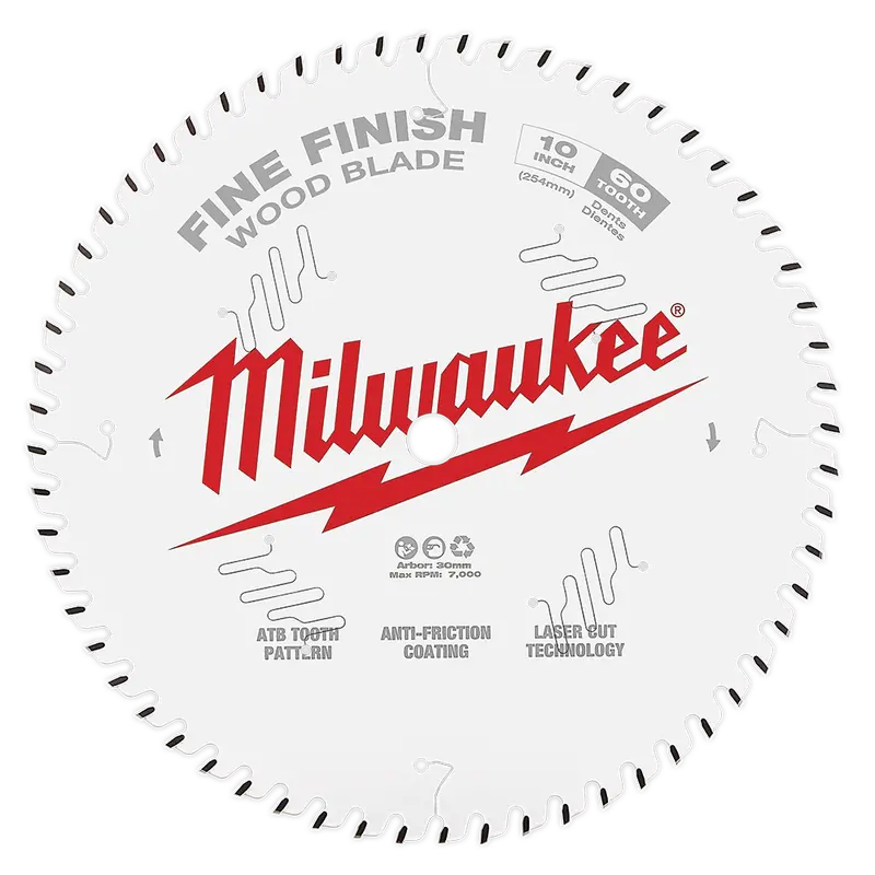Milwaukee 10" (254Mm) 60-Tooth Fine Finish Circular Saw Blade – Model 48408028 1