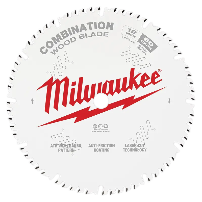 Milwaukee 12" (305Mm) 60-Tooth Combination Circular Saw Blade – Model 48408222 1