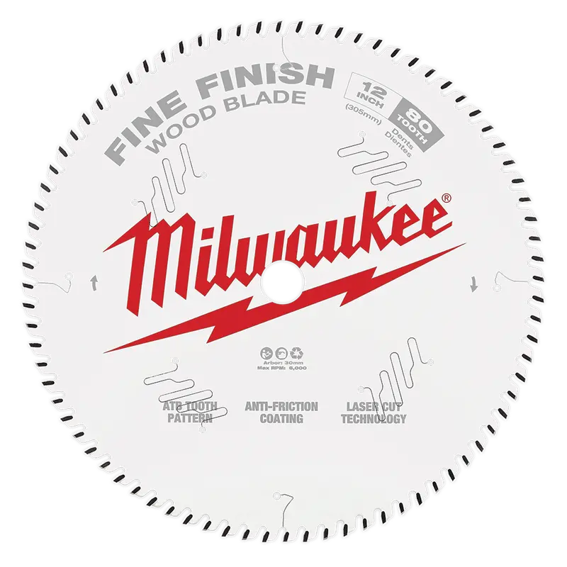 Milwaukee 12" (305Mm) 80-Tooth Fine Finish Circular Saw Blade – Model 48408224 1