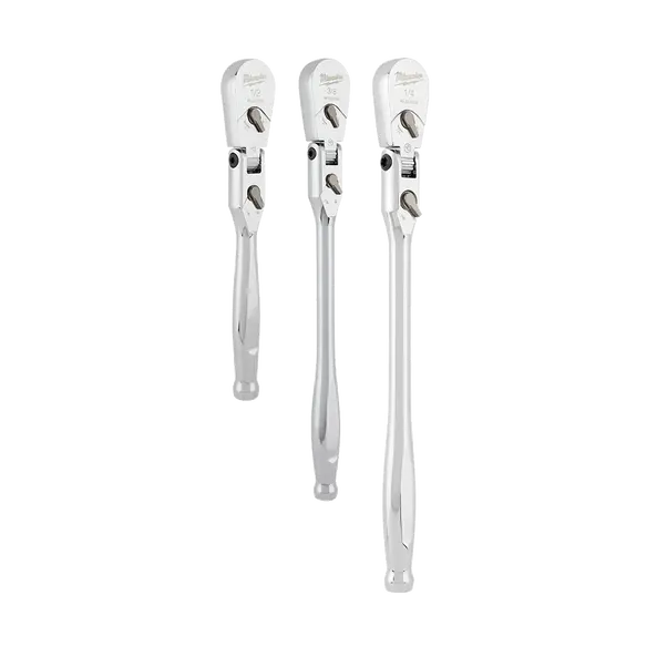 Milwaukee 3-Piece Flex-Head Ratchet Set (Multiple Drive Sizes) – Model 48229111 1
