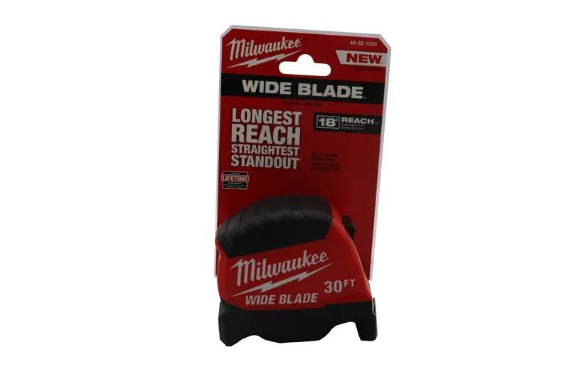 Milwaukee 30 Ft Wide-Blade Tape Measure (48-22-1230) – 18 Ft Reach, 15 Ft Standout, Double-Sided Coating & Architectural Scale 1