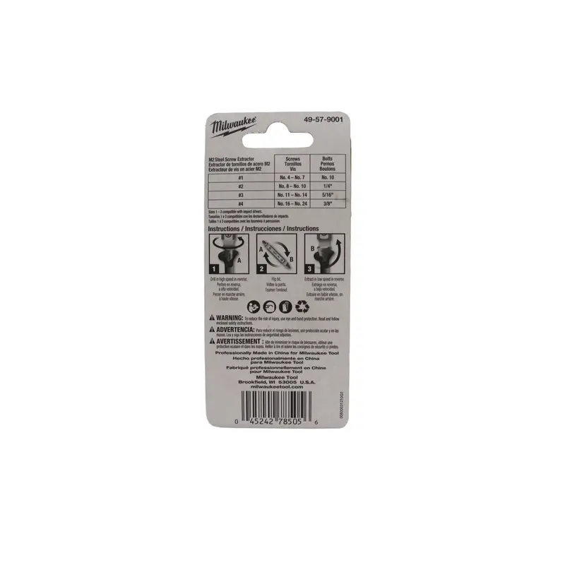Milwaukee 4-Piece M2 Steel Screw Extractor Set – For Stubborn Or Stripped Fasteners 1