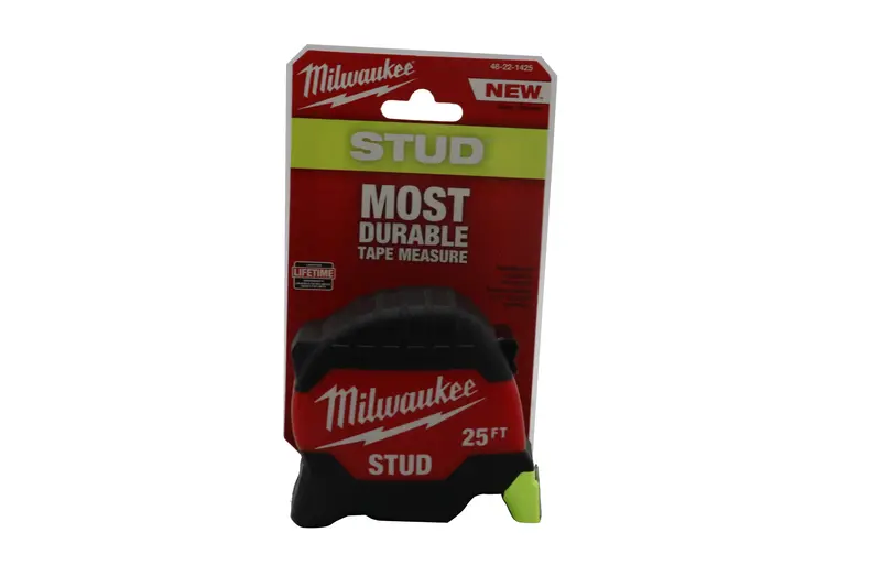 Milwaukee 48-22-1425 25 Ft Stud Tape Measure – Exo360 Rip-Resistant Blade, Hi-Vis Steel, Impact-Resistant Housing 1