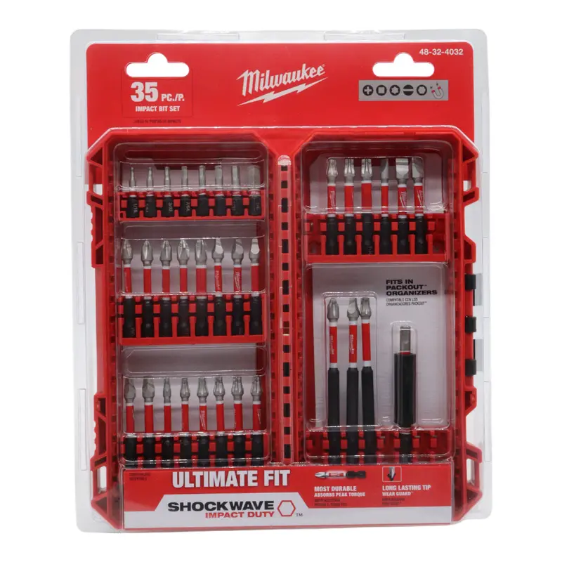 Milwaukee 48-32-4032 Shockwave Impact Duty Screwdriver Bit Set (35-Piece) – Alloy Steel Bits With Wear-Guard Tips For Extended Life 1