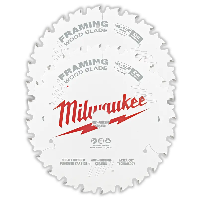 Milwaukee 6-1/2" (165Mm) 24-Tooth Framing Circular Saw Blade – 2-Pack 1