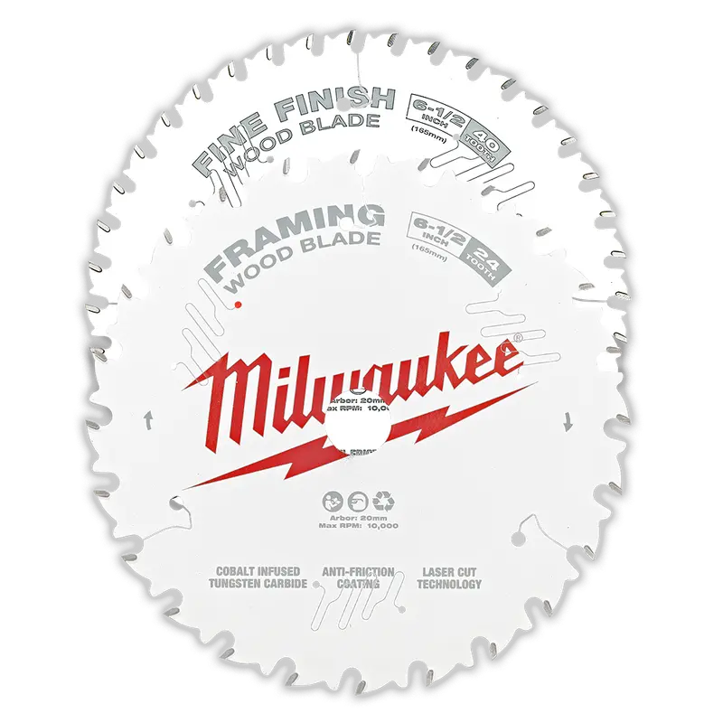 Milwaukee 6-1/2" (165Mm) Dual-Blade Kit: 24T Framing + 40T Fine Finish 1