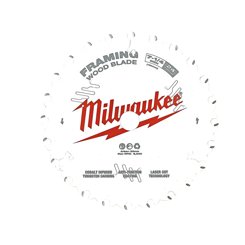 Milwaukee 7-1/4" (184Mm) 24-Tooth Framing Blade For General Woodworking 1