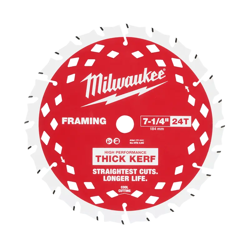 Milwaukee 7-1/4" (184Mm) 24-Tooth Thick-Kerf Framing Blade For High-Power Cordless Saws 1