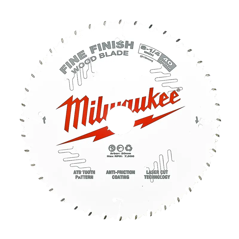 Milwaukee 8-1/4" (210Mm) 40-Tooth Fine Finish Circular Saw Blade 1