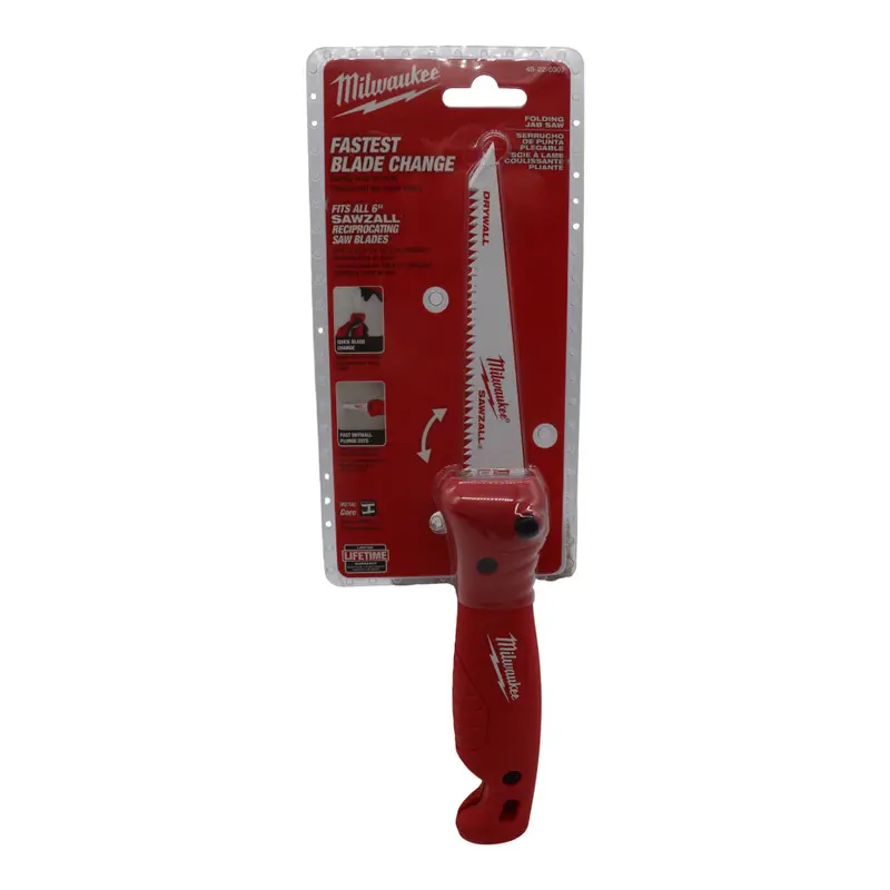 Milwaukee Folding Jab Saw – 6-Inch Sawzall-Compatible Blade, Slide-Lock Quick-Swap System, Ribbed Non-Slip Grip, Foldable Handle With Lanyard Hole 1