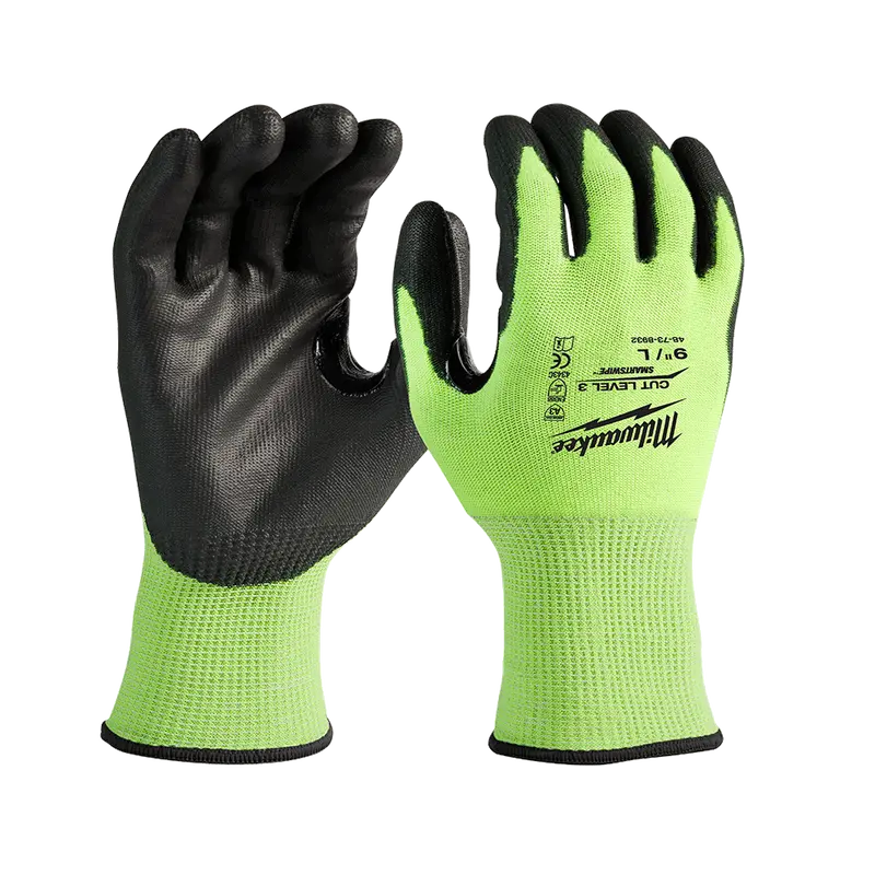 Milwaukee High-Visibility Pu-Dipped Gloves – Cut Level 3 – Xxl – Model 48738934 1