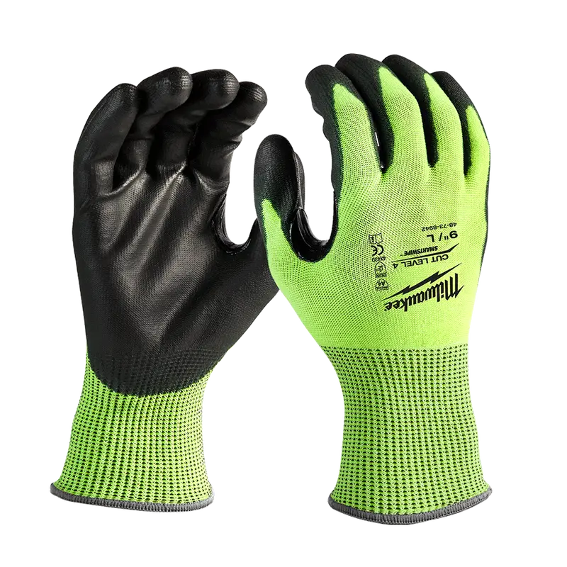 Milwaukee High-Visibility Pu-Dipped Gloves – Cut Level 4 – Xxl – Model 48738944 1