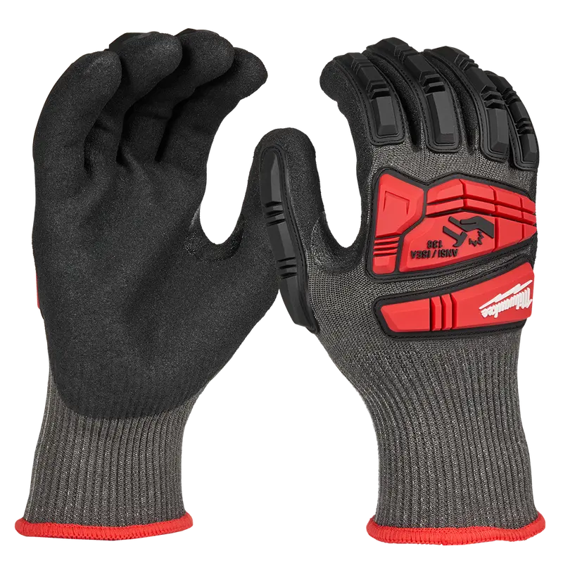 Milwaukee Impact Cut 5(E) Nitrile-Dipped Gloves – High-Visibility Grip, Large Size 1