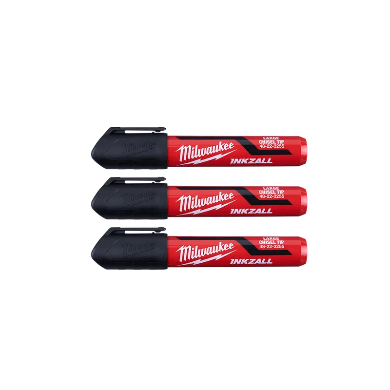 Milwaukee Inkzall Large Chisel-Tip Marker – Black, 6.2Mm Tip, Value 3-Pack (48223250) 1