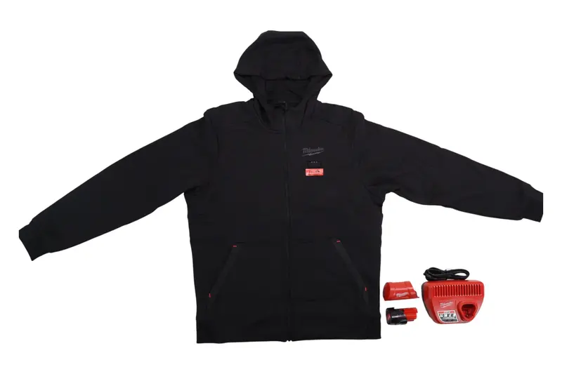 Milwaukee M12 12V Heated Hoodie – Black, 2X-Large, Includes 2.0Ah Battery & Charger 1