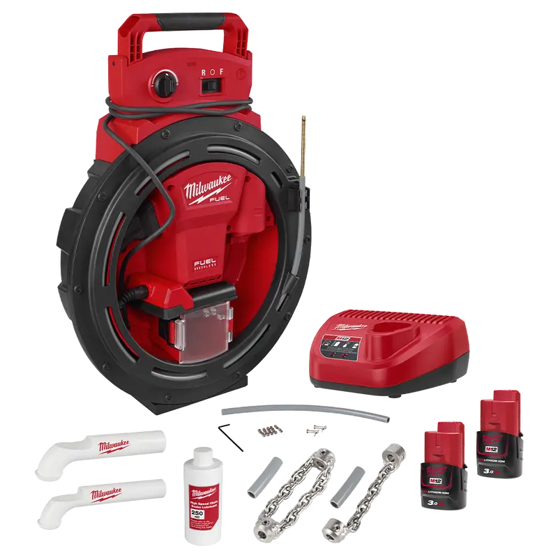Milwaukee M12 Fuel High-Speed Chain Snake Kit – 30.2 Ft Integrated Chain System 1