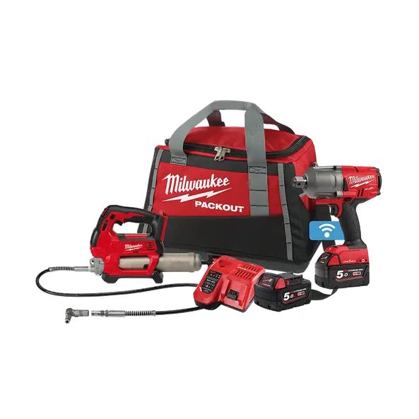 Milwaukee M18 Fuel 2-Tool High-Torque Kit – 1" Impact Wrench And Grease Gun Bundle 1
