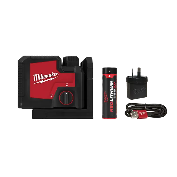 Milwaukee Redlithium Usb Rechargeable 3-Point Laser Kit With 3.0Ah Battery And Protective Case 1