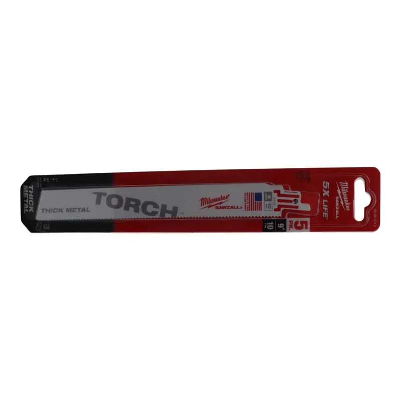 Milwaukee Torch 9″ 10 Tpi Sawzall Blades (5-Pack) – Bi-Metal Reciprocating Blades With Reinforced Tang & Rigid Grid Iron Body 1