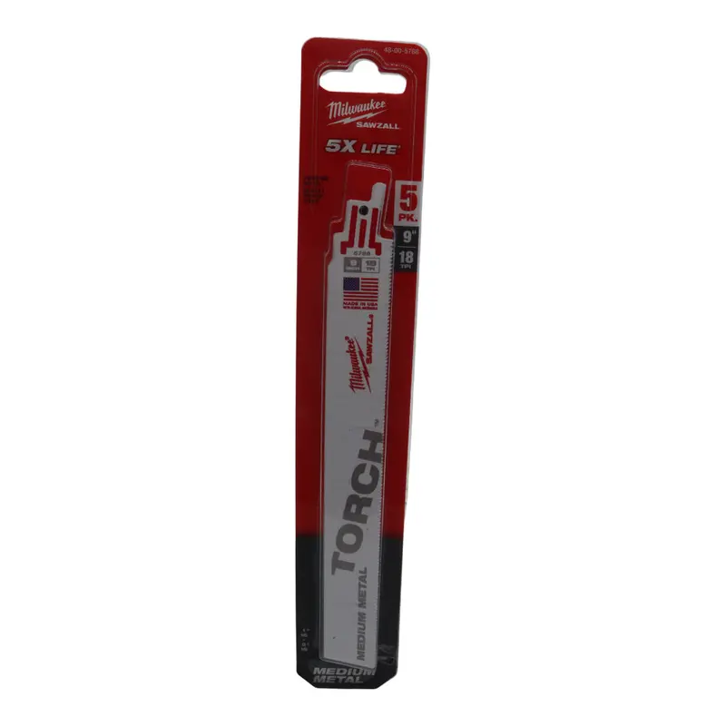 Milwaukee Torch 9″ 18 Tpi Sawzall Blades (5-Pack) – Bi-Metal Reciprocating Blades With Tough Neck & Grid Iron Reinforcement 1