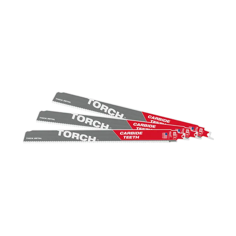 Milwaukee Torch Carbide-Tipped Reciprocating Saw Blade – 300Mm (12") | 8 Tpi | 3-Pack 1