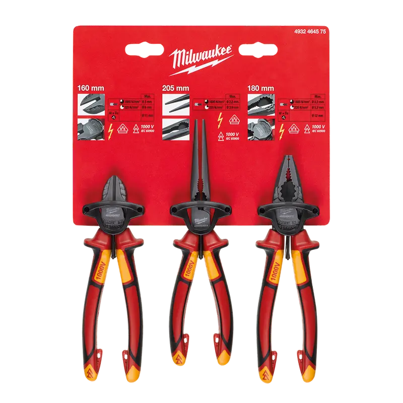 Milwaukee Vde-Compliant Pliers 3-Piece Set – Model 4932464575 1